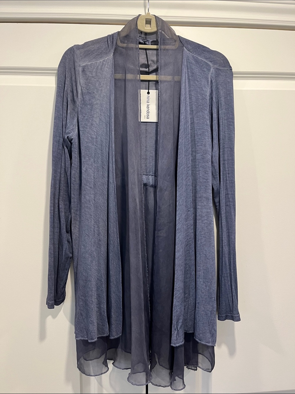 Nina Kendosa Paris  Dusty Blue Sheer Trim Topper